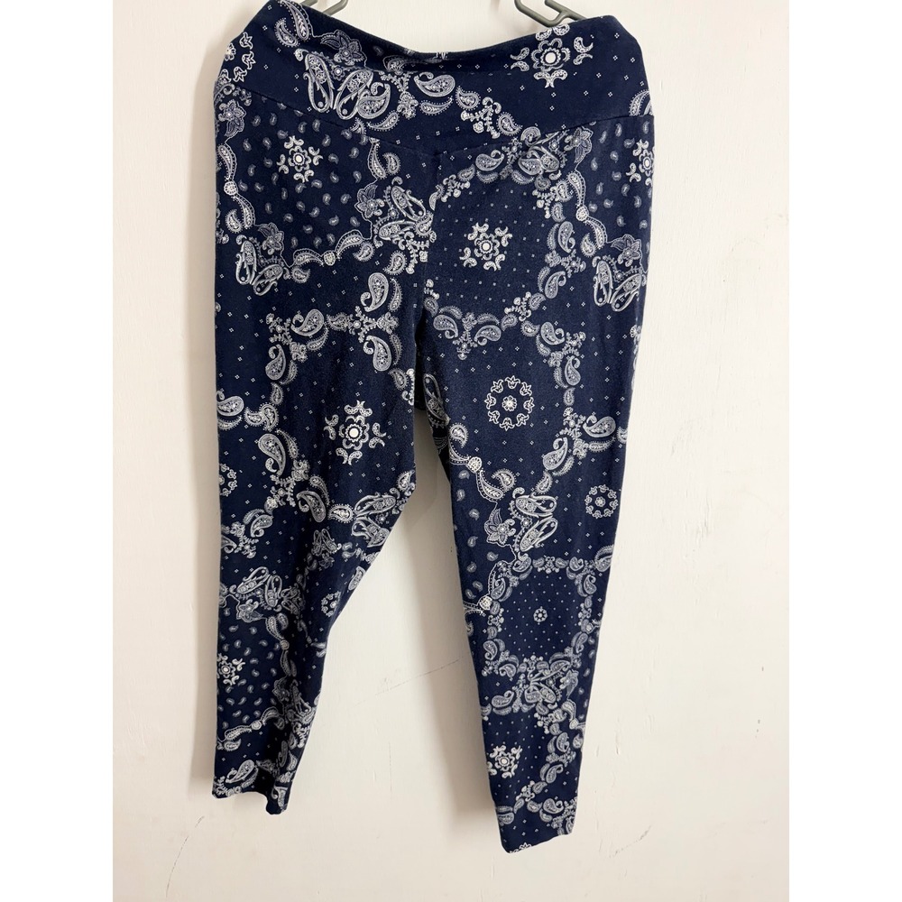 Terra & Sky Navy Blue Bandana Paisley Leggings Plus Size 2X 20W-22W Boho Stretch